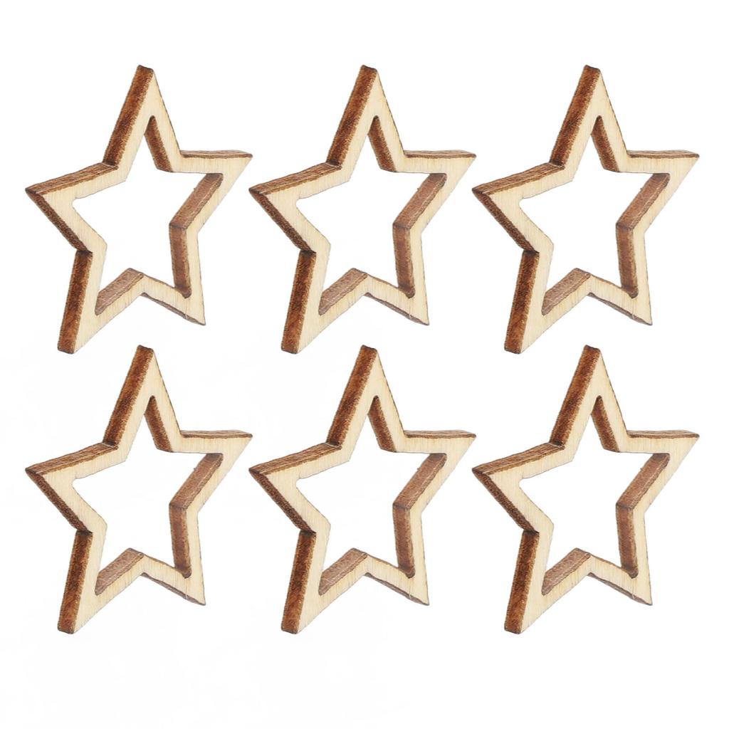 100pcs Wooden Star Decoration Hollow Out Exquisite Crafts Wood Stars for Beauty Salons