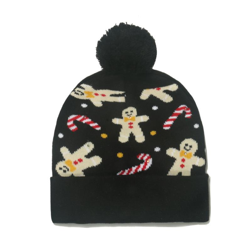 2025 autumn and winter new knitted hat Christmas holiday party LED light Christmas hat