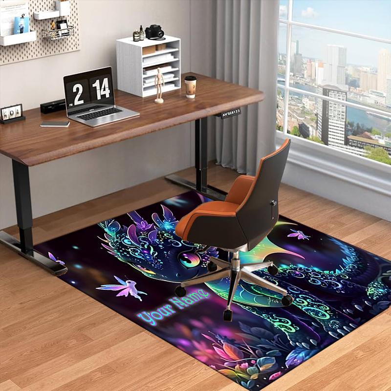 1PC Custom Name Fantasy Dragon Night Flight Theme Floor Mat Ideal for Living Room, Game Rooms, Office, Bedroom Floor Mat Design