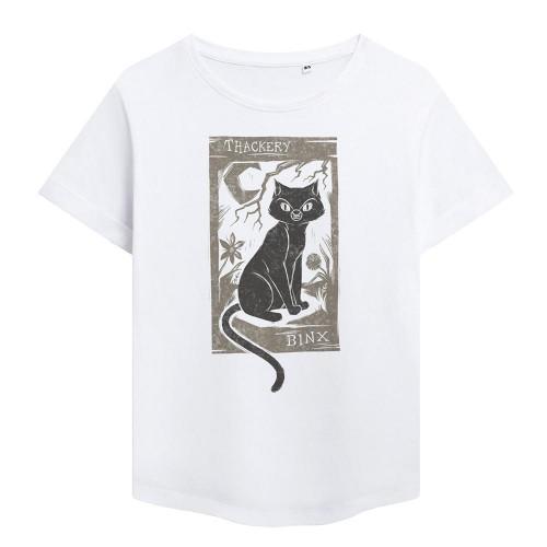 Hocus Pocus Womens/Ladies Woodcut Thackery Binx T-Shirt