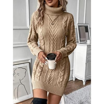 Fall/Winter New Style European-style Sweater Women's Knitted Top Thick Collar Long Sleeve Retro Thick Thread Dress Women's