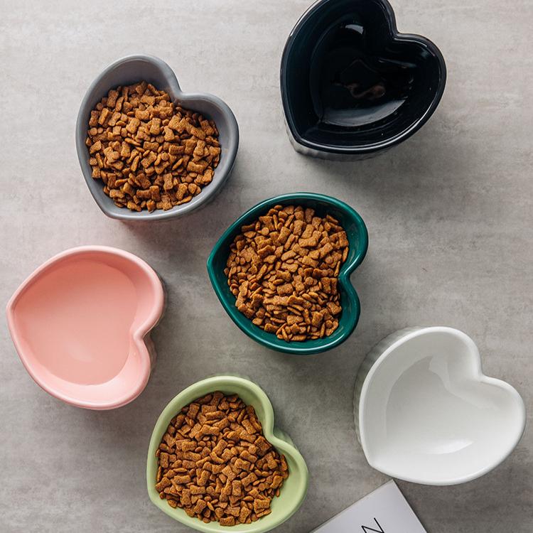 Slanted Ceramic Cat Bowl with Stand - Anti-Tip Elevated Cat Food Dish for Neck Protection, Cute Pet Feeding Bowl dogs universal