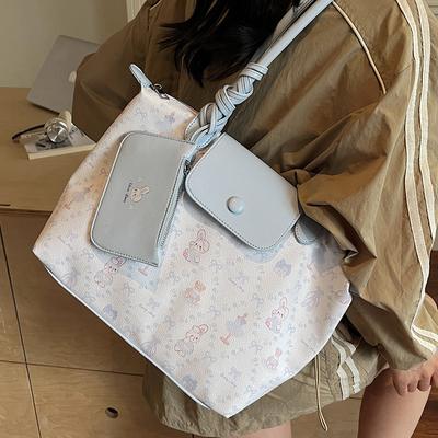 Retro Pendler Tasche mit großer Kapazität Damen 2025 Neues Nischen Design Umhängetasche Süß und Niedlich Bedruckte Tragetasche