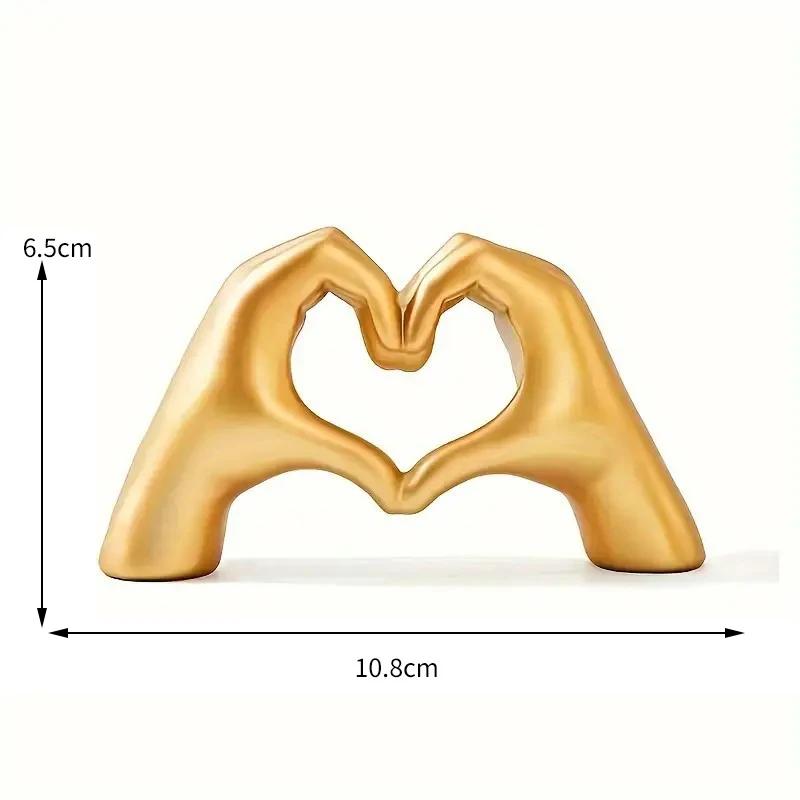 

Heart Finger Gesture Statue, Modern Resin Love Sculpture, Bedroom Home Desktop Wedding Table Decor Ornament, Romantic Gift золотой