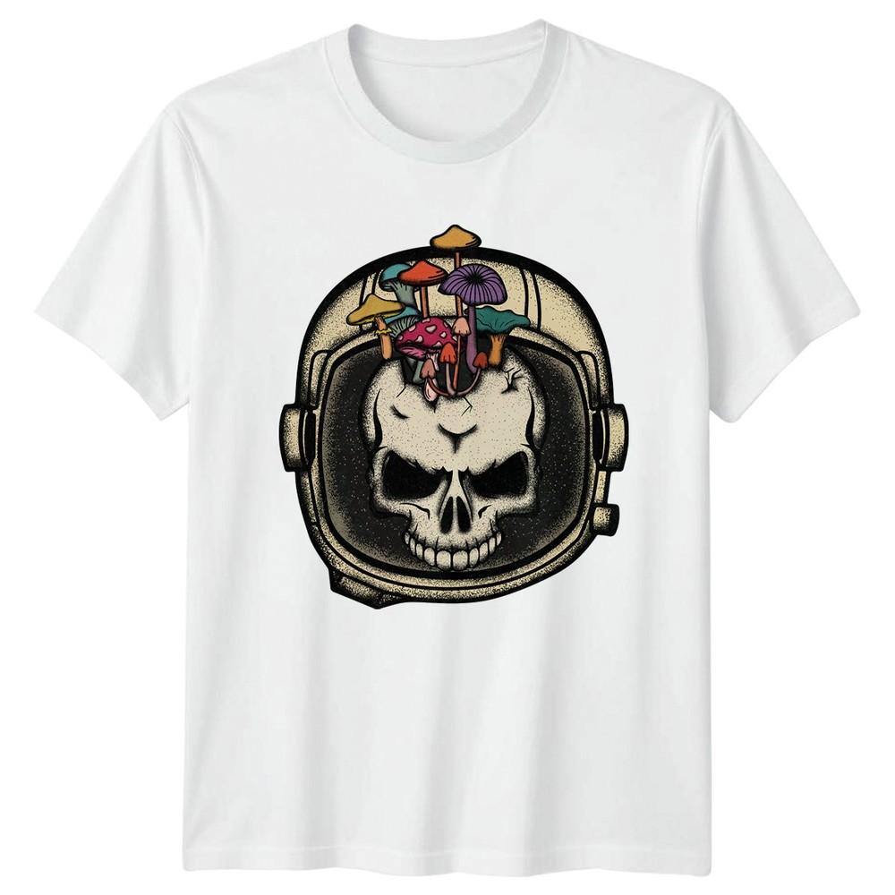 Skull Astronaut Mushroom TShirt Psychedelic Space Birthday Gift For Him And Her S