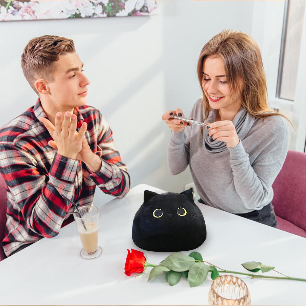 Černá kočka Plyšová hračka Kreslený polštář ve tvaru kočky Plněný polštářek na Valentýna k narozeninám