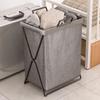 Large Capacity Dirty Clothes Basket Metal Frame Waterproof Folding Laundry Hamper Space Saving Heighten Bottom Closet Organizer