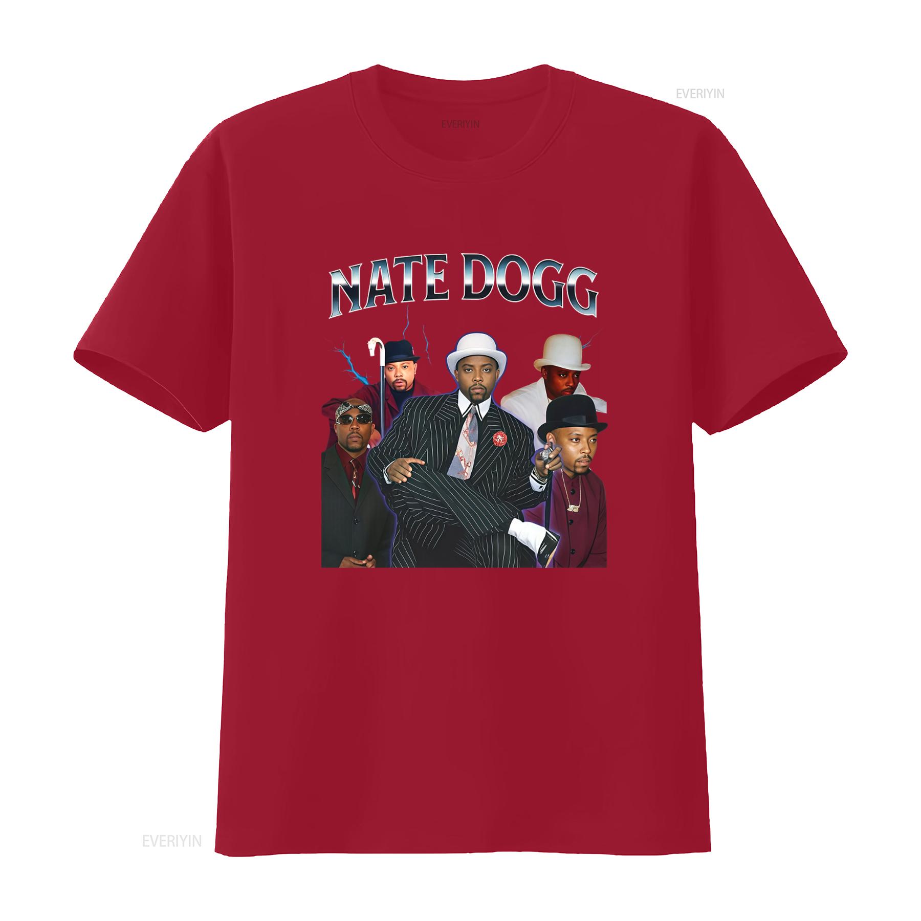 Хлопковая футболка унисекс с принтом Nate Dogg, стиль хип-хоп, винтажная, стильная уличная одежда, дышащий топ для повседневной носки S