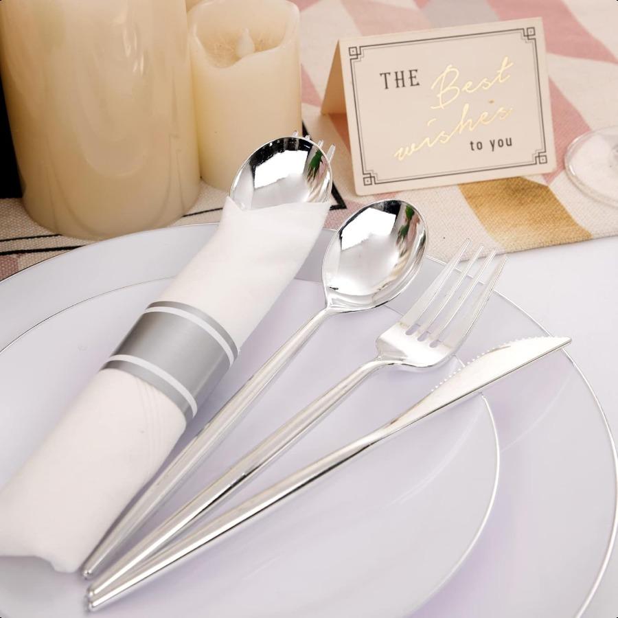 

Набор одноразовых столовых приборов из серебристого пластика, 30 штук, сверхпрочный, в индивидуальной упаковке, включает 30 вилок, ножей, ложек и салфетки United States