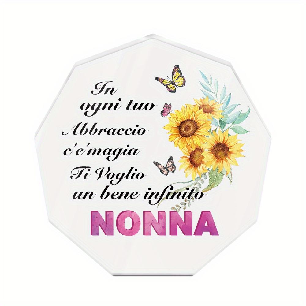 1pc Italian Acrylic Sign with Wooden Base Table Decoration, in Every Embrace of Yours There Is Magic I Love You Infinitely Grandma, Desktop Ornament 10*10cm