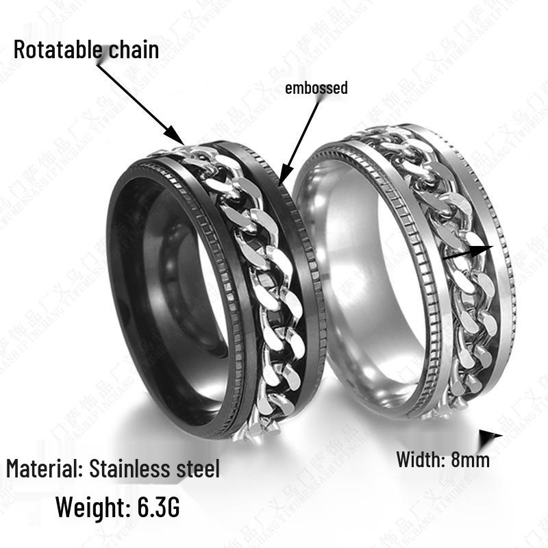 Edelstahl Herrenring mit drehbarer Kette - Schmuck für eine kühne Persönlichkeit