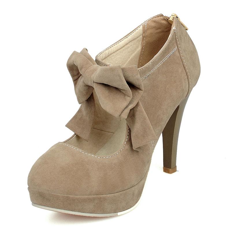 Custom Bowknot Design Mary Jane Pumps 10.5cm High Heels Shoes Women Black Red Apricot Platform Ladies Party Dress Pumps WSH5251