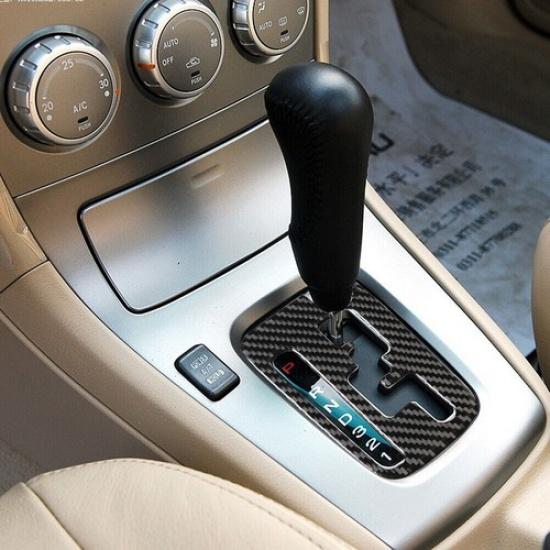 2Pcs Carbon Fiber Gear Shift Panel Cover Trim For Subaru Forester 2005-2008