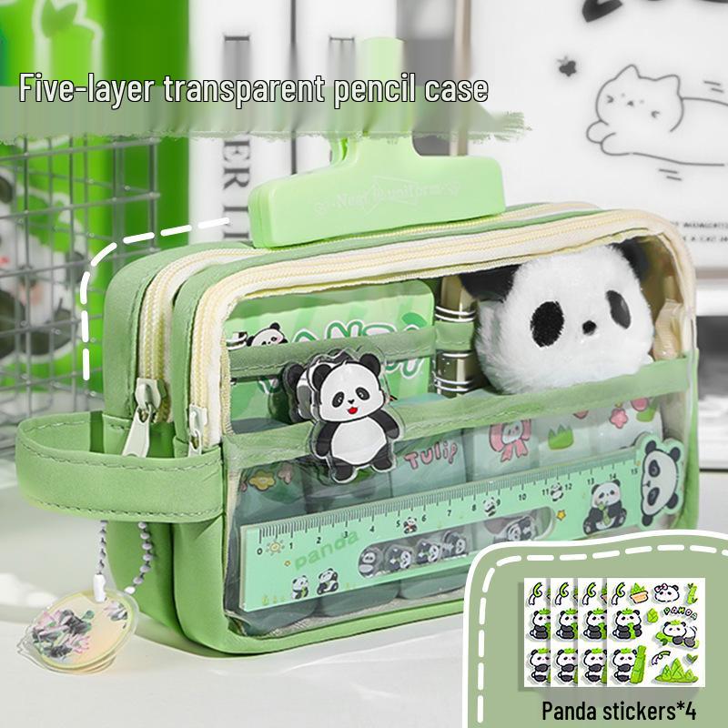5-Layer Transparent Pencil Case, 2025: Large Capacity & Stylish Design for Middle and Elementary School Girls