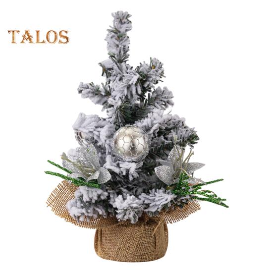 

Украшения для рождественской елки Мини искусственный снег флокированная рождественская елка с шаром цветок домашний офис класс настольный декор серебряный