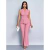 Elegante Set Estivo Due Pezzi da Donna in Poliestere e Spandex per Abbigliamento Casual