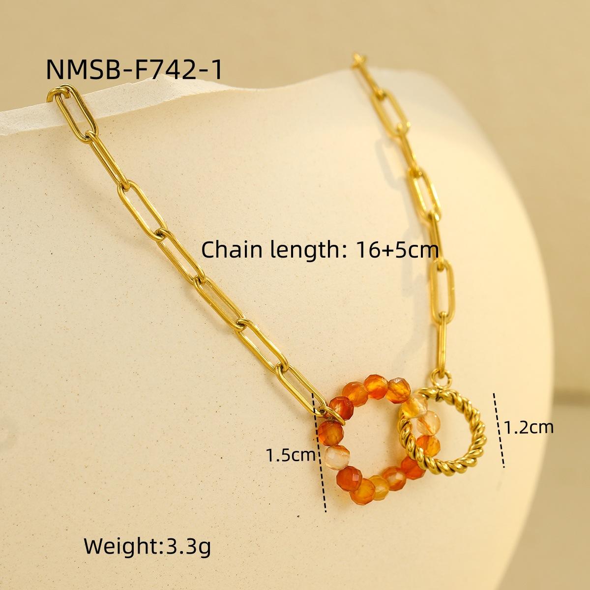 GEMCHIC Women s Vintage Retro Interlocking Circles Colorful Natural Stone Stainless Steel Bracelet
