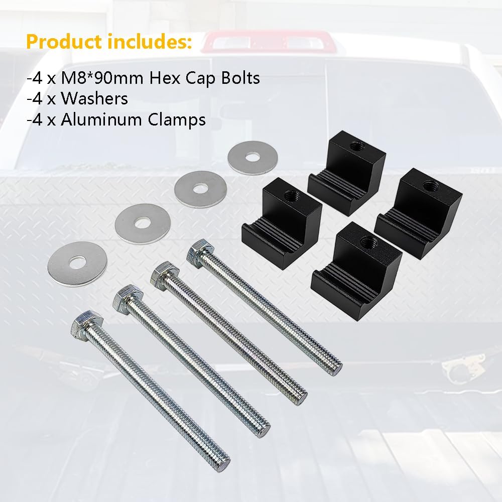 Truck Tool Box Mounting Kit Aluminum Alloy J Hooks Pickup Universal Fit Toolbox Tie Downs Crossover With Screws And Washers (4 Packs Black)