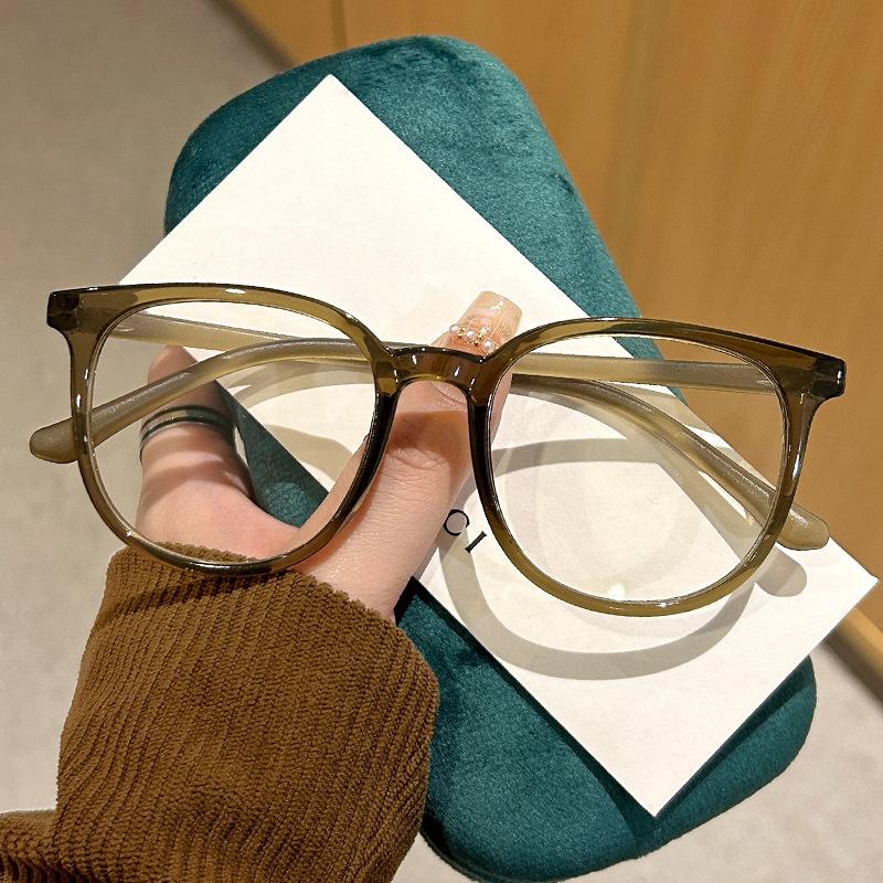 New Type of Female Student Mirror Frame Large Frame Plane Design Eyeglass Fashion Anti Blue Light Prescription Glasses