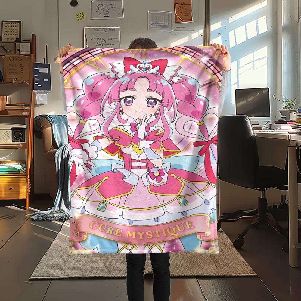 1PC Pretty Cure Print Flannel Blanket, High quality Comfortable for All Seasons, Home Decor, Warmth and Comfort, Perfect for Christmas Gifts