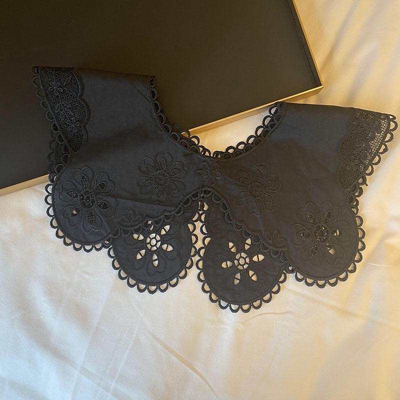 

100% чистый хлопок высокого качества маленький плечевой женский милый ажурный вышитый шарф цветочный поддельный воротник