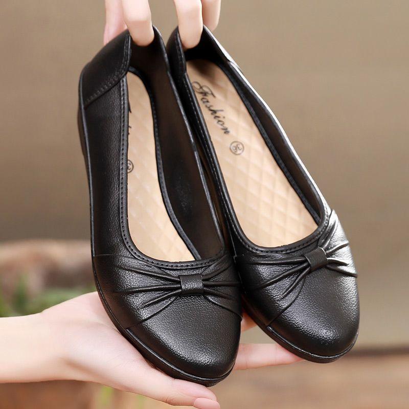 Single Shoe Shallow Mouth Women's Bow Work Shoes Lightweight Rain Shoes Anti Slip and Waterproof