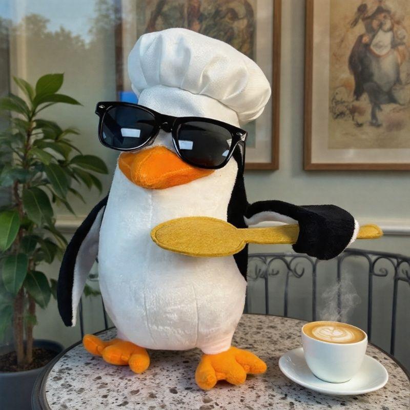 

Плюшева іграшка Пінгвіни Мадагаскару з мультяшним виразом обличчя та пухнастим кролячим хутром для дітей та колекціонерів ChefPenguin