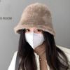 Face rabbit fur hat women's autumn and winter warm bucket hat new versatile basin hat plush bucket hat