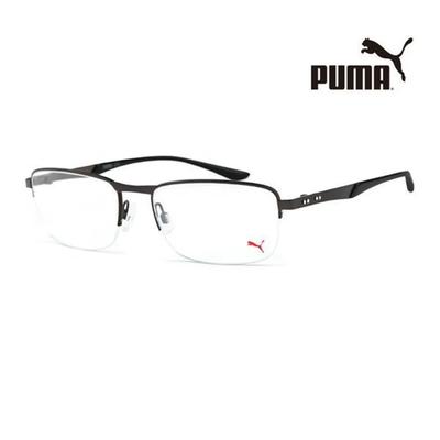 Puma Eyeglass Frames PU0094O 001 Square Semi-rimless Metal Glasses for Women and Men