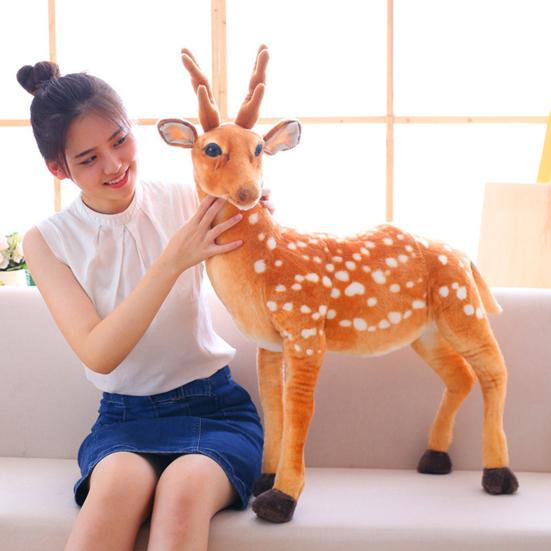Plush Deer Toy Soft PP Cotton Filling Simulation Animal Doll Christmas Elk Decoration for Home Office Kids Room