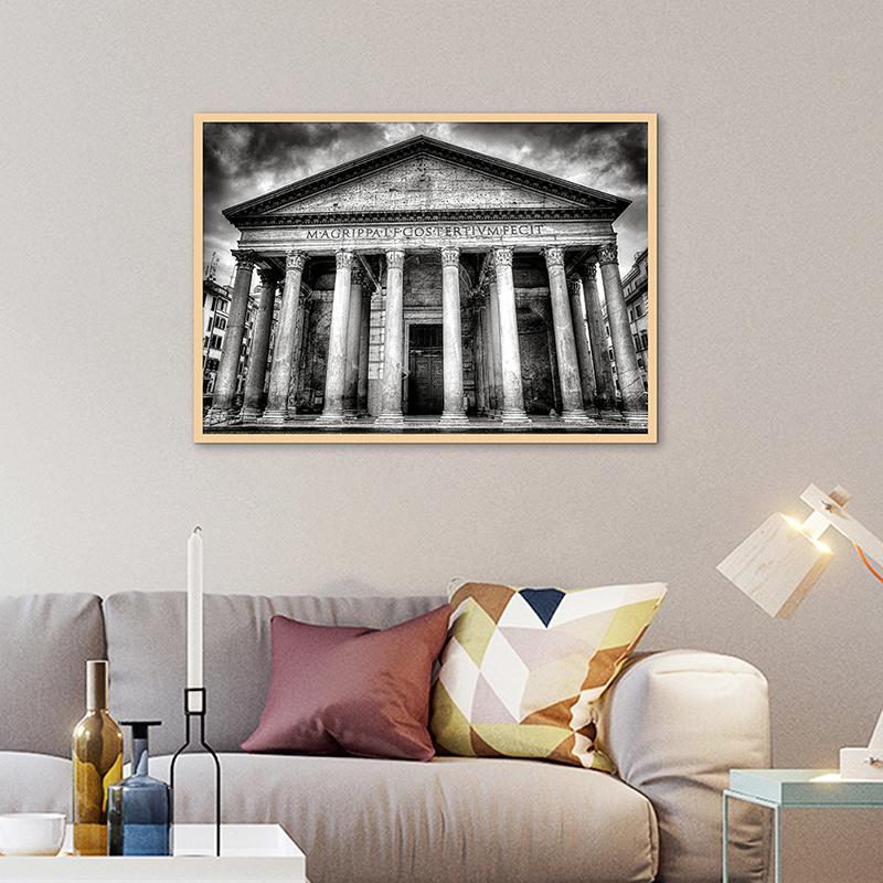 WCIC Art Prints Black And White Architectural Decoration Painting Art Cloth Home Background Wall Decoration Painting Hanging Painting