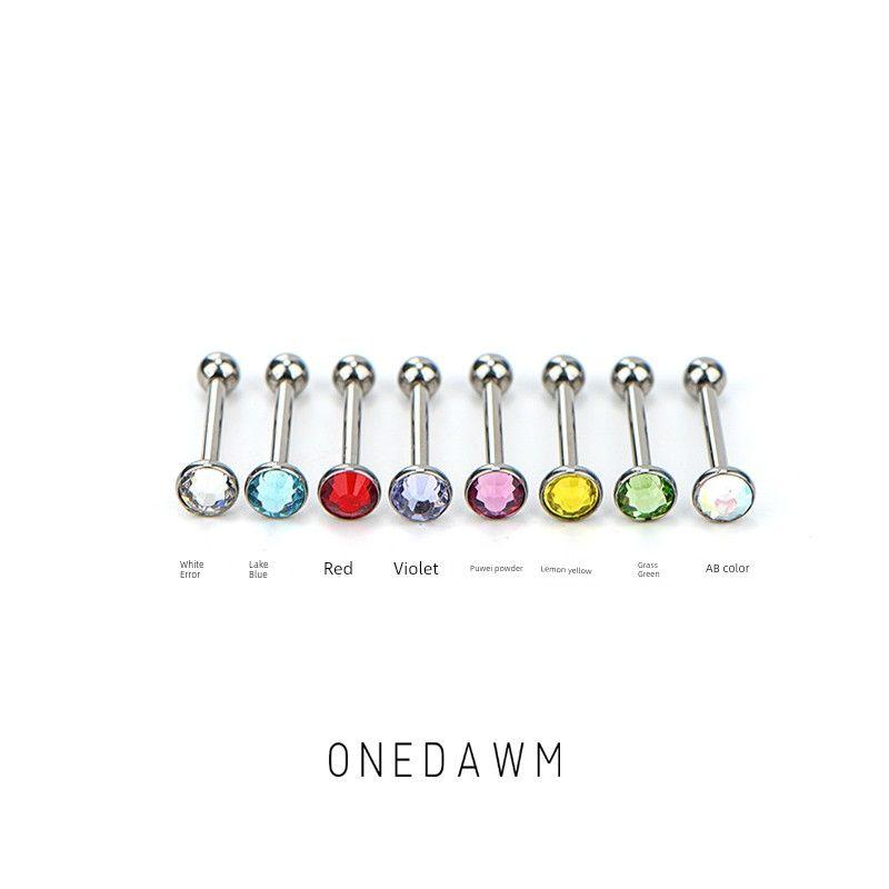 

Flash F136 Titanium Alloy Piercing Jewelry Hole Nourishing Can Drink Czech Diamond European and American Punk Flats Zircon Tongue Pin [Send Guide Needle] [Disinfection and Delivery]