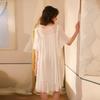 Women's White Fairy Net Yarn Nightgown – Square Neck, Ruffle, Loose Fit, Court Style Loungewear