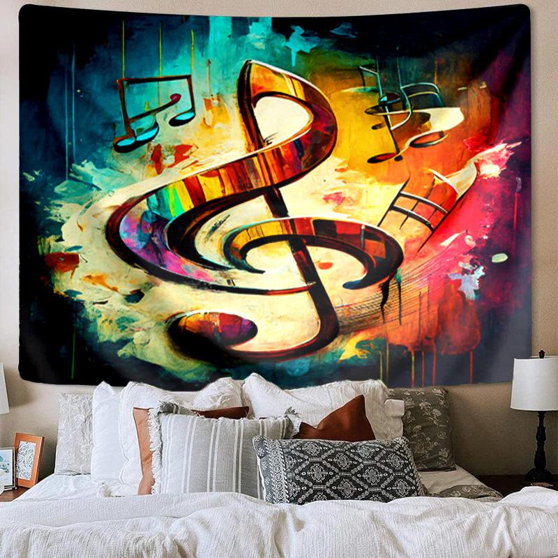 Music Notes Harmony Tapestry Room Decoration Wall Hanging for Living Room Bedroom, Dormitory, Birthday and Christmas Gifts