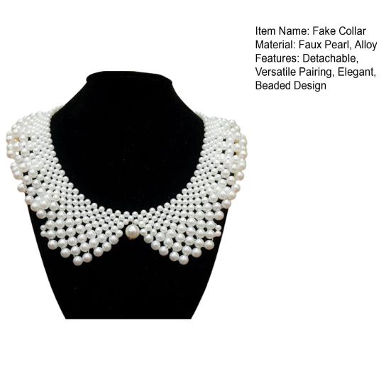 Faux Col Faux Perles Femmes Col Faux Perles Ras du Cou Amovible Rétro Faux Col pour Pulls Robes Rencontres Mariage