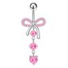 Stainless Steel Pink Dot Drill Navel Ring Nail Butterfly Zircon Simple Navel Buckle Piercing Ornament