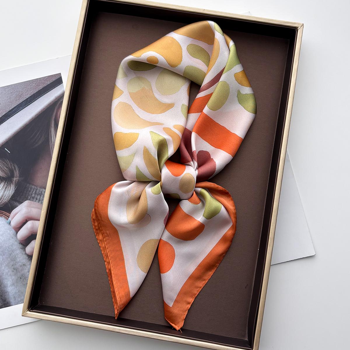 Yto Scarf Women's Luxury Square Scarf For Hijab Color Print Neckerchief Bandanas Summer Soft Stain Elegant Faux Silk Scarves Shawl
