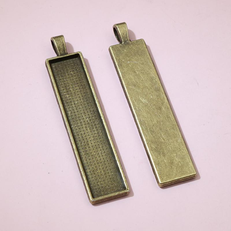 5pcs 10x50mm inner size Rectangle Pendant Cabochon Blank Base Setting Bezel Tray DIY Necklace Jewelry Making Accessories