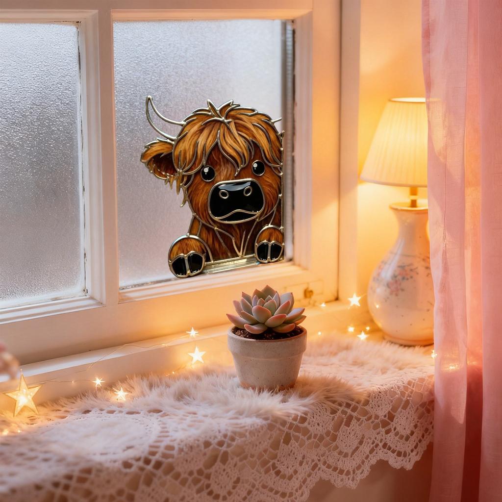 Kuh Fenster Eckdekoration, 3 Guckende Kuh Fensterornamente, Einfach zu installierende Weihnachts-Kuhdekorationen, Bauernhoftier Weihnachtsdekorationen, Geeignet