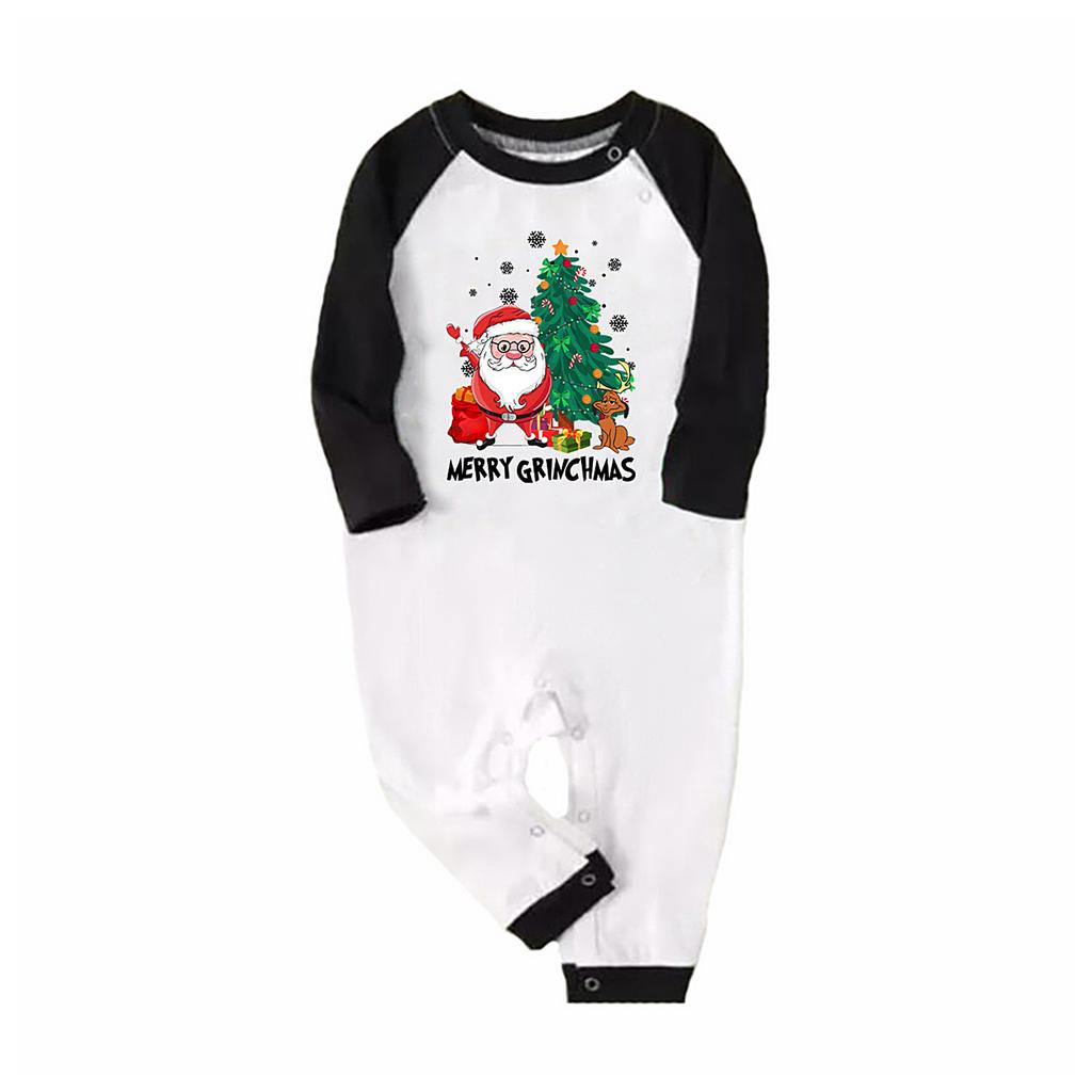 Santa Claus Pattern Autumn Shirt Top Trousers Casual Family Green Long Pants Suit Plaid Raglan Sleeve Top Pants Sleepwear Outfit