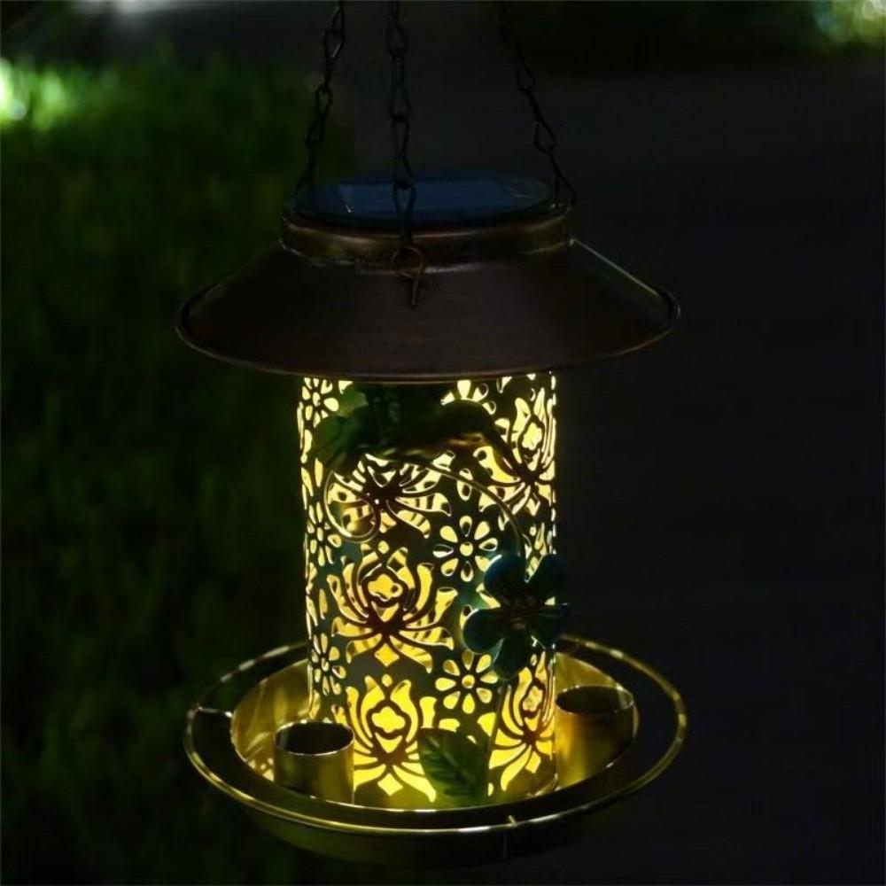 Waterproof Solar Bird Feeder Iron Bird Water Dispenser Funny Wild Bird Feeder for Outdoor