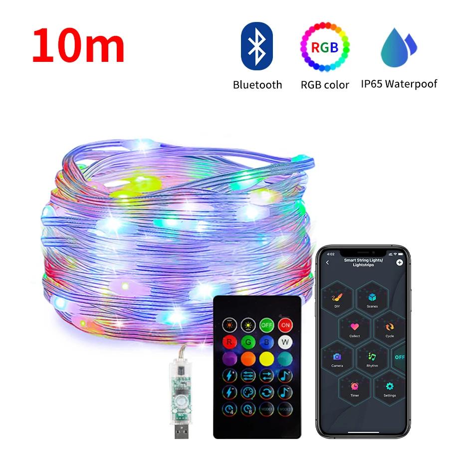 10M USB LED Intelligent Bluetooth Light String RGBIC Decorate Atmosphere Light Suitable for Home Party Holiday Decoration Light