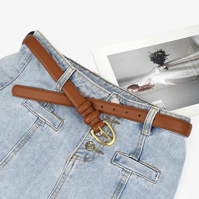 Practical New Simple Trend Gold Buckle Decorative Jeans Hot Selling Belt Ladies Fashion All Vintage Needle Buckle Belt Women
