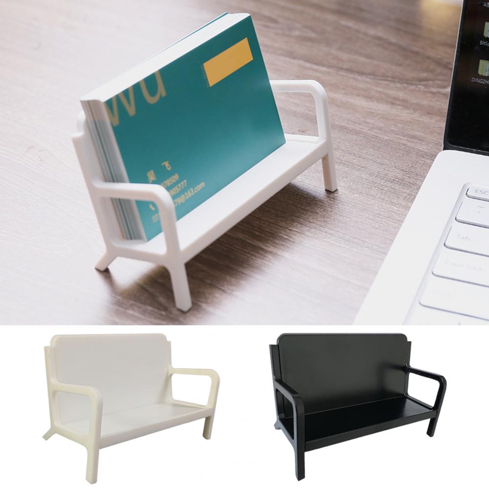 Business Card Holder Sofa Shape ABS Creative Bench Desktop Name Card Storage Display Stand Organizer Rack Office Supplies