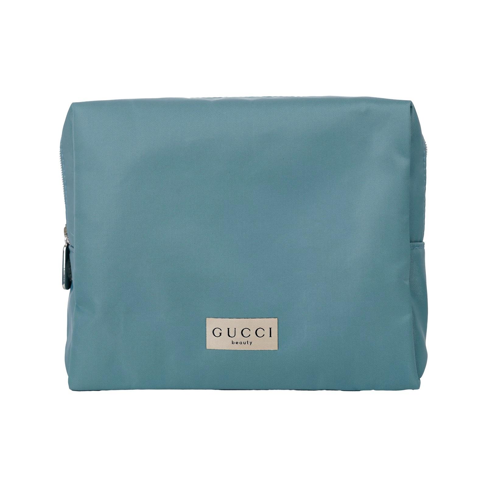 Gucci Beauty Teal Nylon Cosmetic Pouch Pea Green Makeup Bag