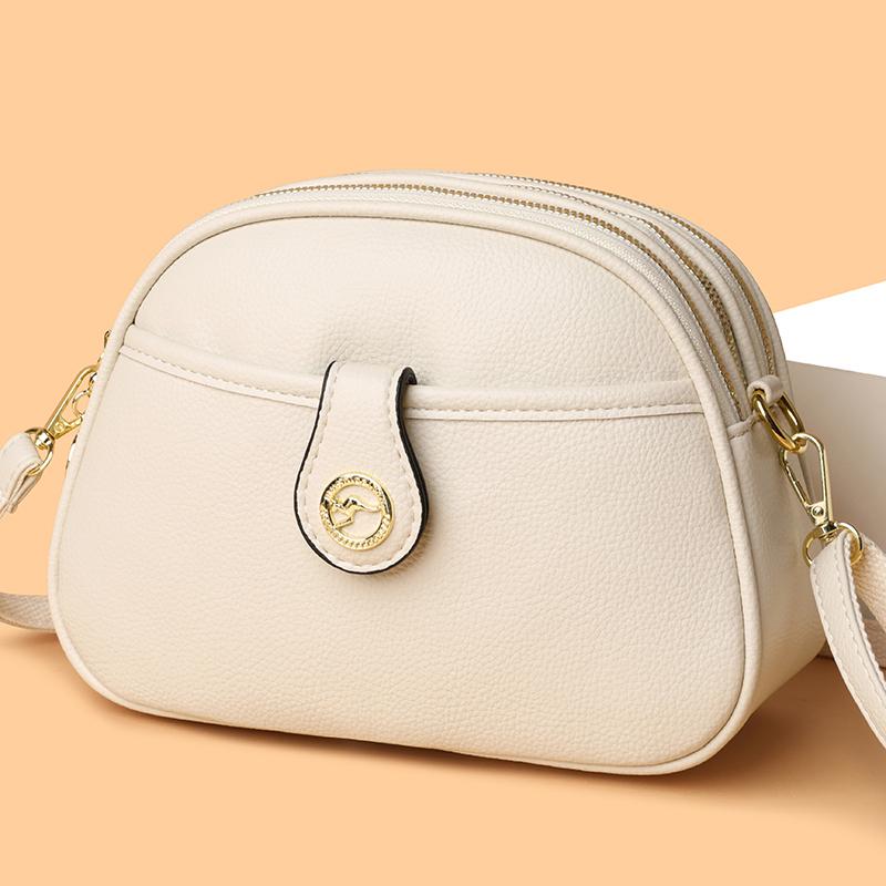 Women's Crossbody Bag Soft Leather Small Square Bag Multi-Compartment Shoulder Bag