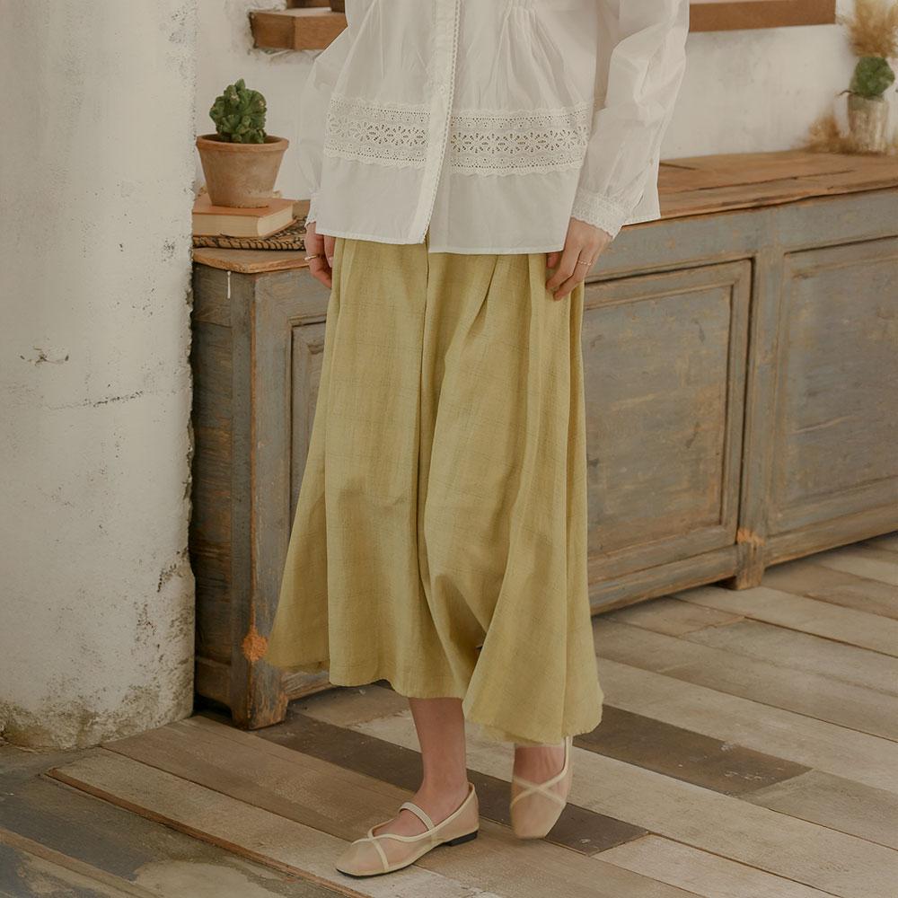 Peulaudeumali Pm_Natural A-Line Midi Skirt_Yellow