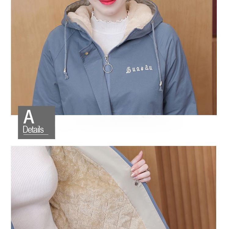 Winter Loose Hooded Thicken Fleece Lined Parkas Warm Casual Trenchcoat Korean Mid-length Coat Windbreaker Snow Jackets Outwear