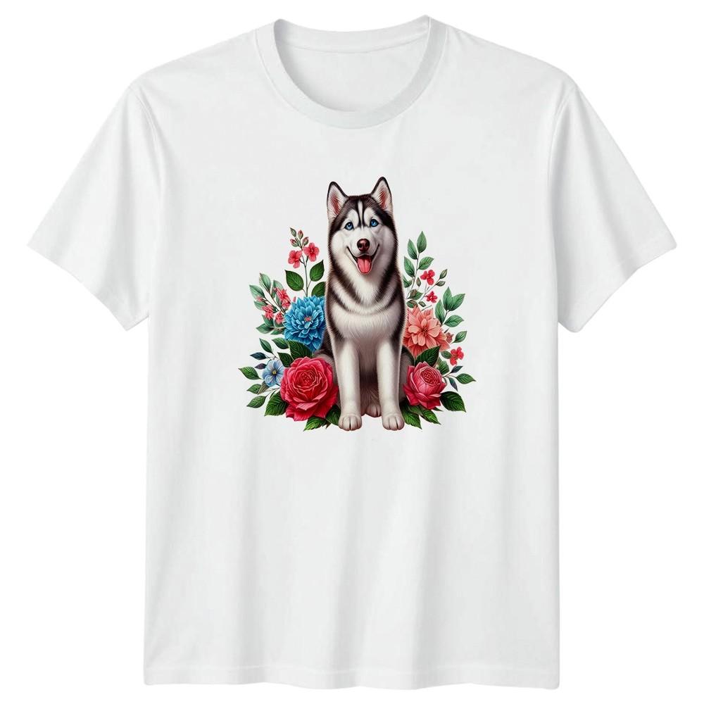 Siberian Husky Dog Floral Watercolor Unisexs TShirt Siberian Husky Dog Owner S