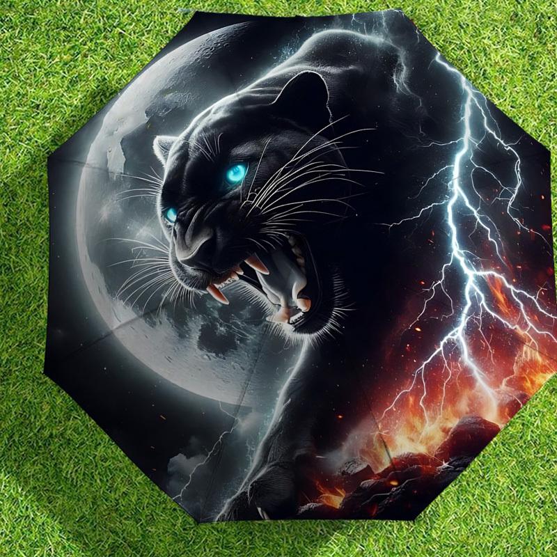 Black Panther Moonlit Storm Umbrella: Automatic Opening & Closing, Outdoor Travel Accessory, Lightweight and Durable